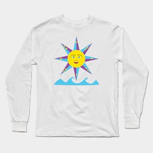 Wind rose with the sun and the sea Long Sleeve T-Shirt